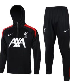 Survêtement Liverpool : Sweat à Capuche + Pantalon d’Entraînement Noir 2024/25