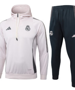 Sweat à capuche Real Madrid + Pantalon de survêtement rose pâle 2024/25