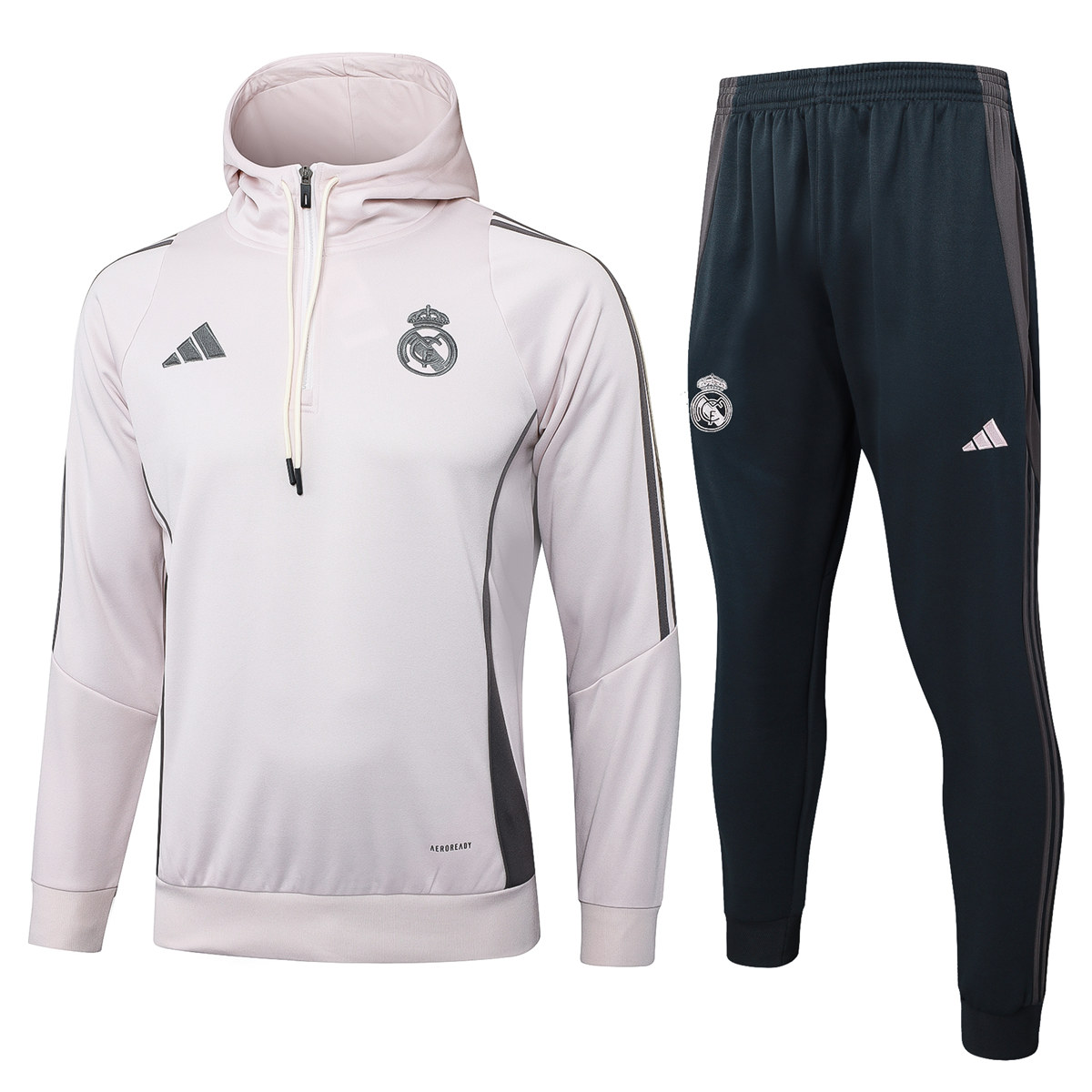 Sweat à capuche Real Madrid + Pantalon de survêtement rose pâle 2024/25