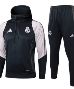 Sweat à capuche Real Madrid + Pantalon Ensemble d’entraînement Gris foncé 2024/25