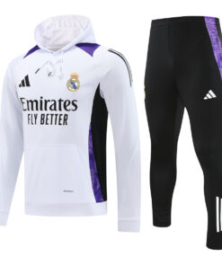 Sweat à capuche Real Madrid + Pantalon Survêtement d’Entraînement Blanc III 2024/25