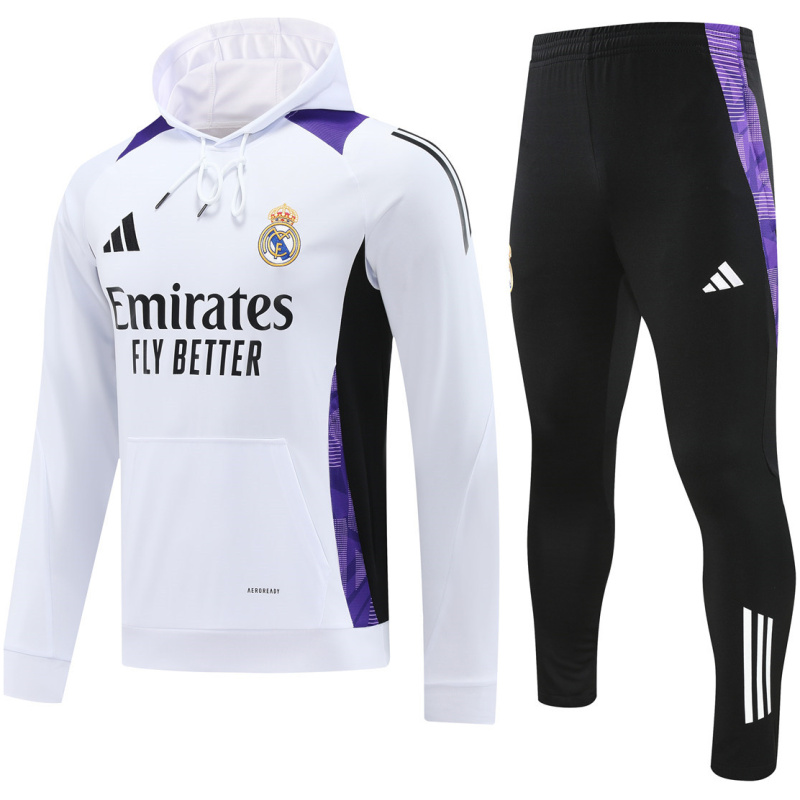 Sweat à capuche Real Madrid + Pantalon Survêtement d’Entraînement Blanc III 2024/25