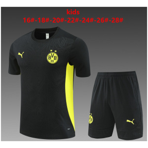 Tenue d'entraînement courte pour enfants Borussia Dortmund noire 2024/25