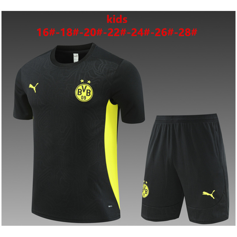 Tenue d’entraînement courte pour enfants Borussia Dortmund noire 2024/25