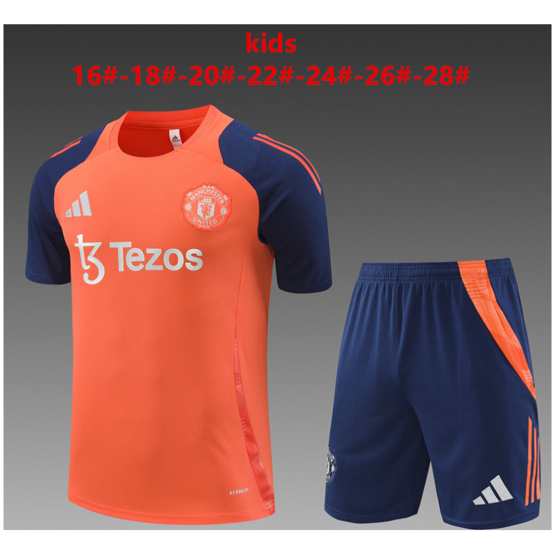 Tenue d’entraînement courte pour enfants Manchester United Orange 2024/25