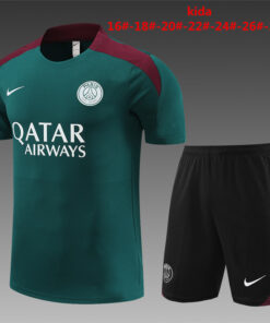 Tenue d’entraînement courte pour enfants PSG vert foncé 2024/25