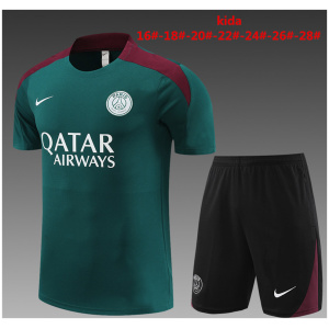 Tenue d'entraînement courte pour enfants PSG vert foncé 2024/25