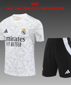 Tenue d’entraînement courte pour enfants Real Madrid blanche 2024/25