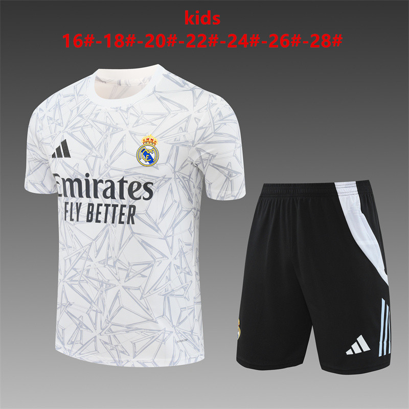Tenue d’entraînement courte pour enfants Real Madrid blanche 2024/25