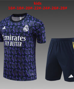Tenue d’entraînement courte pour enfants Real Madrid violette 2023/24