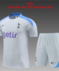 Tenue d’entraînement courte pour enfants Tottenham Hotspur gris clair 2024/25