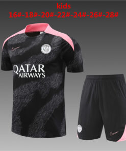 Tenue d’entraînement courte PSG enfants noire – rose 2024/25