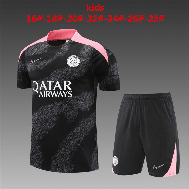 Tenue d’entraînement courte PSG enfants noire – rose 2024/25
