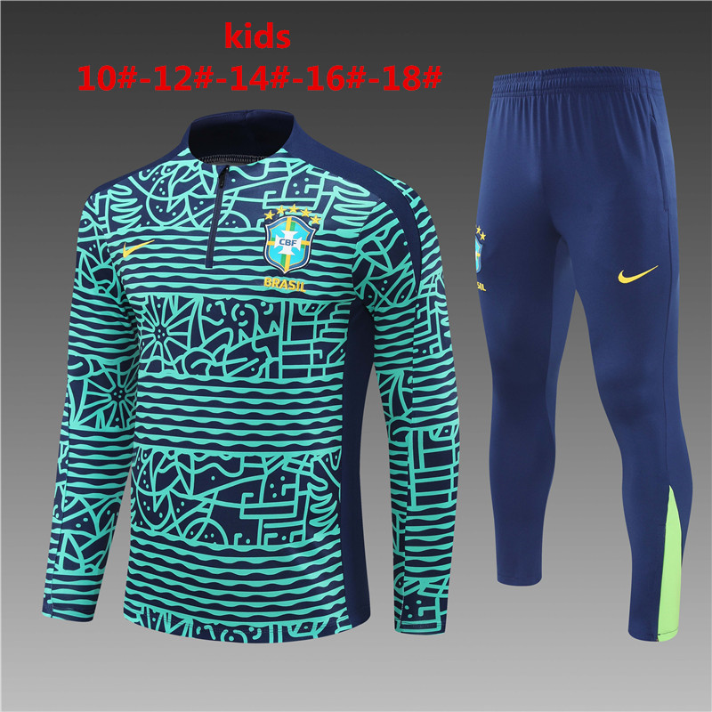 Tenue d’entraînement enfants Brésil bleue 2024