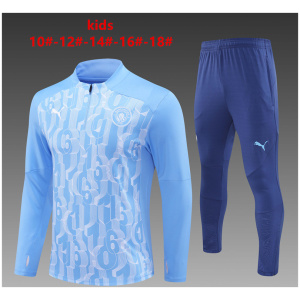 Tenue d'entraînement Manchester City pour enfants, motif bleu, saison 2024/25