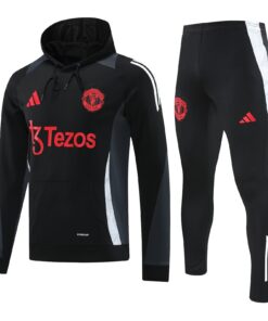 Tenue d’entraînement Manchester United : Sweat à capuche + Pantalon Noir 2024/25