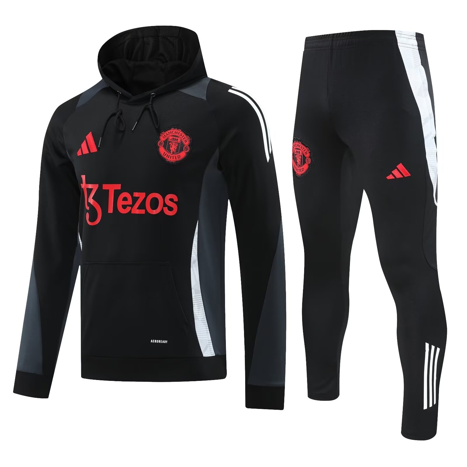 Tenue d’entraînement Manchester United : Sweat à capuche + Pantalon Noir 2024/25