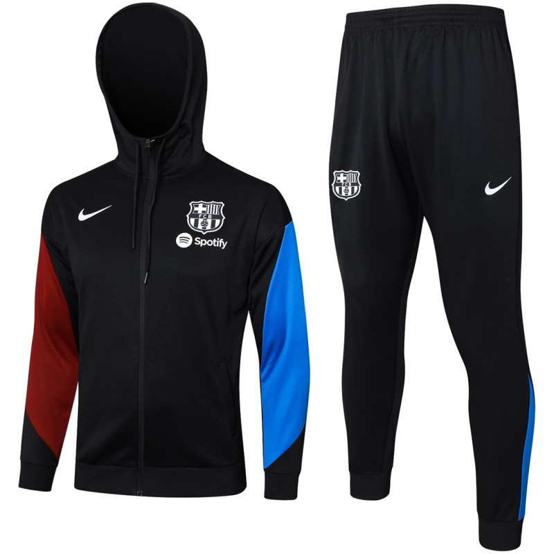 Veste à capuche et pantalon d’entraînement Barcelona Noir 2024/25