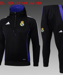 Ensemble de survêtement pour enfant Real Madrid Hoodie Sweatshirt + Pantalon Noir 2024/25