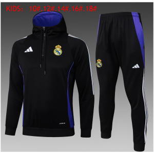 Ensemble de survêtement pour enfant Real Madrid Hoodie Sweatshirt + Pantalon Noir 2024/25