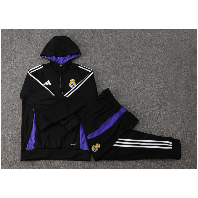 Ensemble de survêtement pour enfant Real Madrid Hoodie Sweatshirt + Pantalon Noir 2024/25