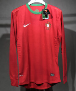 Maillot Authentique à Manches Longues Domicile Rétro du Portugal pour Homme 2012 – joueur