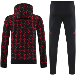 Ensemble de survêtement Manchester United pour hommes : Sweat à capuche + Pantalon d’entraînement Rouge – Noir 2025/26