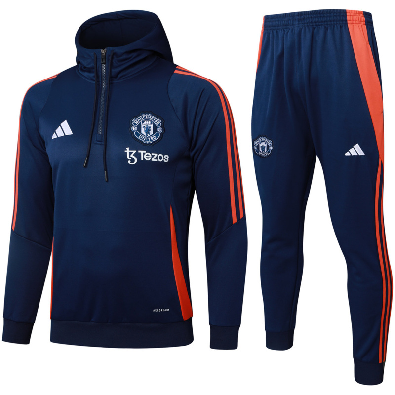 Sweat à capuche et pantalon de survêtement d’entraînement homme Manchester United Royal 2024/25