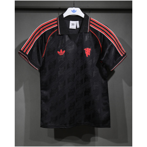 Maillot Homme Adidas Originals Manchester United 3 Bandes 100% Coton Noir 2025/26 – Joueur