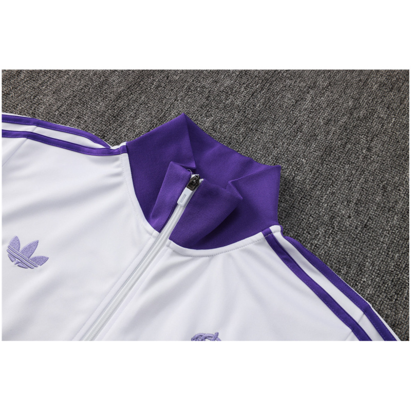 Tenue d’Entraînement Real Madrid Homme Veste + Pantalon Blanc – Violet 2025/26