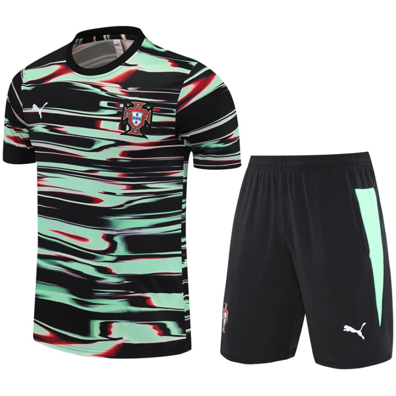 Survêtement Court d’Entraînement Portugal Homme Noir – Vert 2025