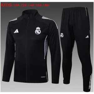 Tenue d’Entraînement Veste + Pantalon Real Madrid Enfants Noir 2025/26