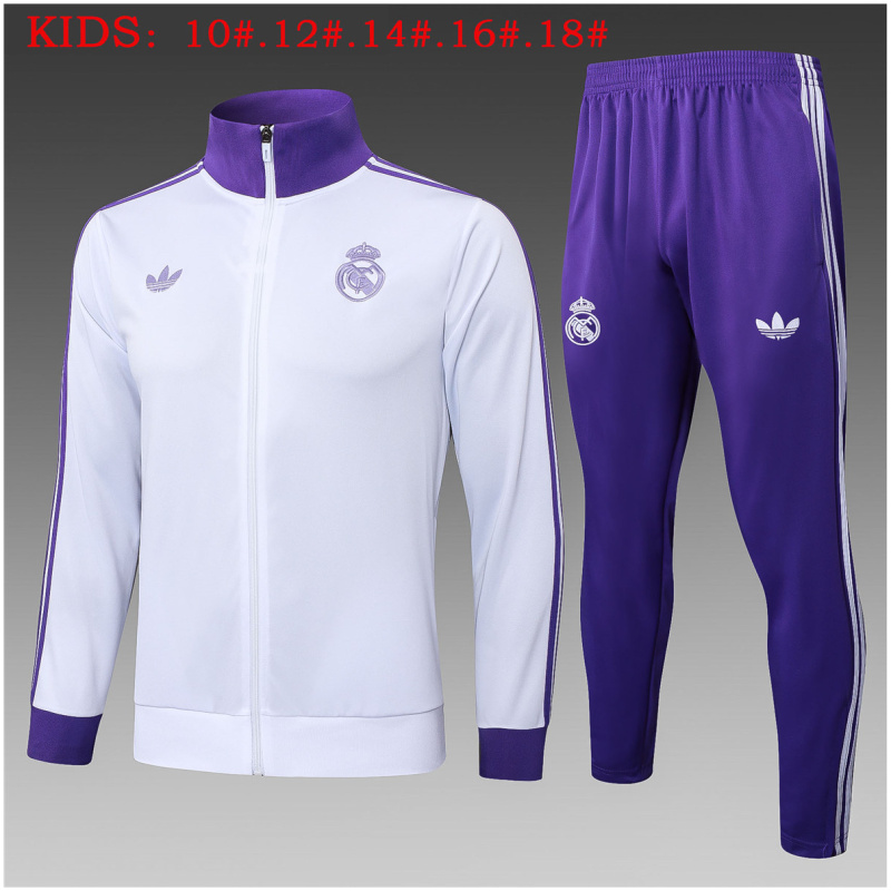 Enfant Real Madrid Veste + Pantalon Tenue d’Entraînement Blanc – Violet 2025/26