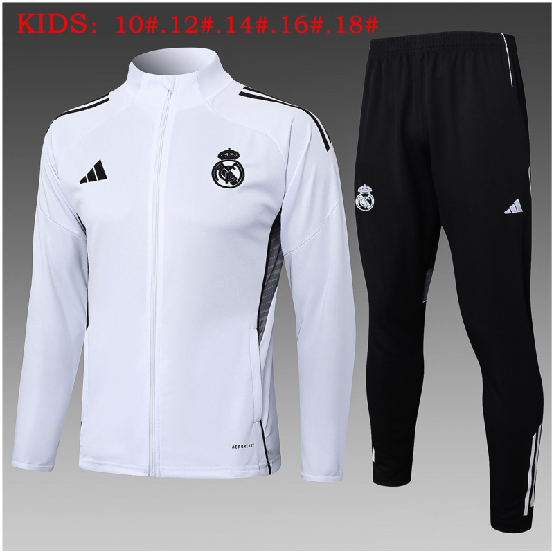 Ensemble d’Entraînement Real Madrid Veste et Pantalon Blanc pour Enfants 2025/26