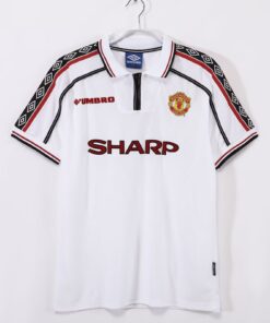 Maillot Rétro Manchester United Blanc Pour Homme 1998-1999