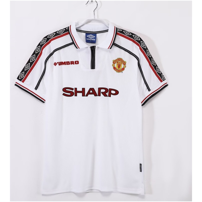 Maillot Rétro Manchester United Blanc Pour Homme 1998-1999