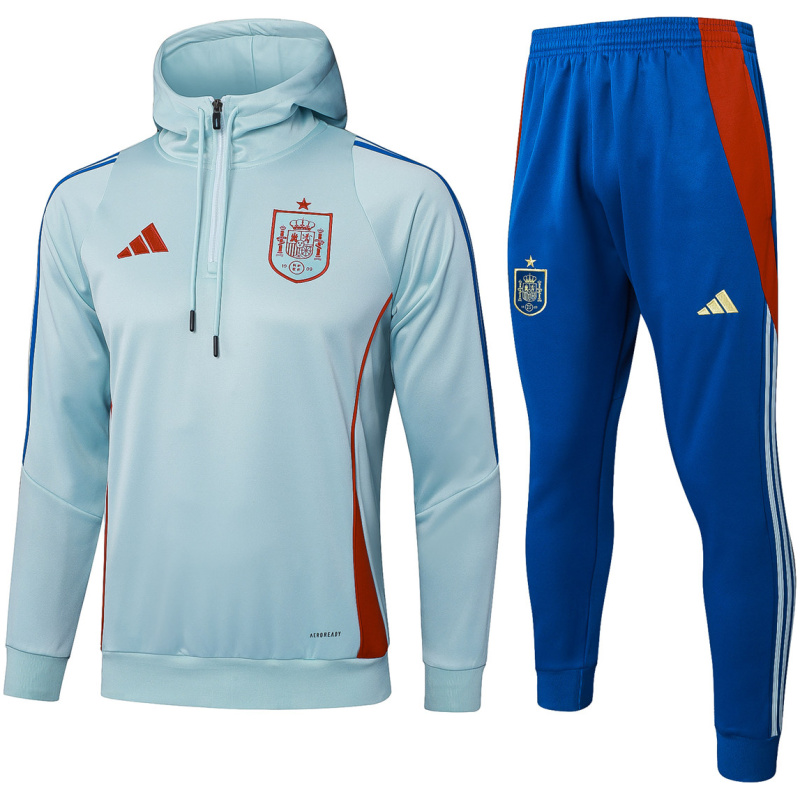 Homme Espagne Sweat à Capuche + Pantalon Survêtement Bleu Clair 2025