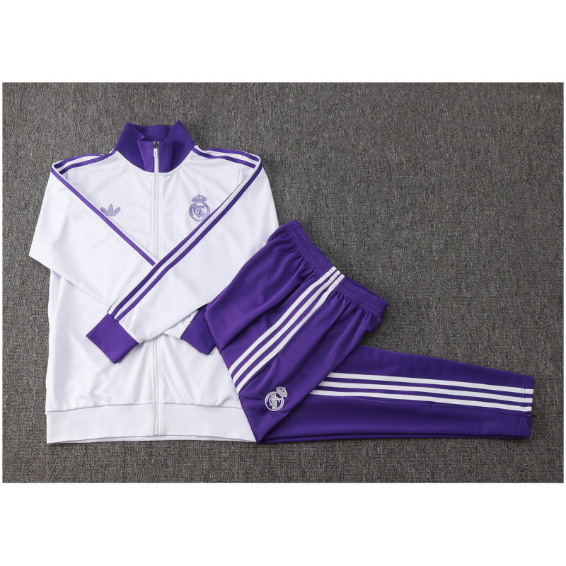 Enfant Real Madrid Veste + Pantalon Tenue d’Entraînement Blanc – Violet 2025/26