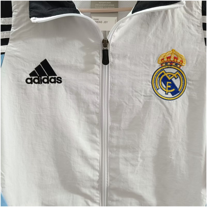Veste Homme Real Madrid Windrunner Toutes Saisons Blanc – Noir Classique