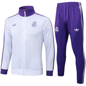 Tenue d’Entraînement Real Madrid Homme Veste + Pantalon Blanc – Violet 2025/26