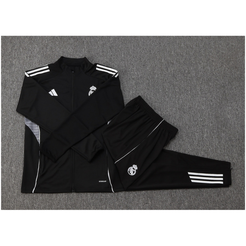 Tenue d’Entraînement Veste + Pantalon Real Madrid Enfants Noir 2025/26