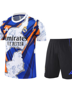 Ensemble d’Entraînement Court Real Madrid Homme Blanc – Bleu 2025/26