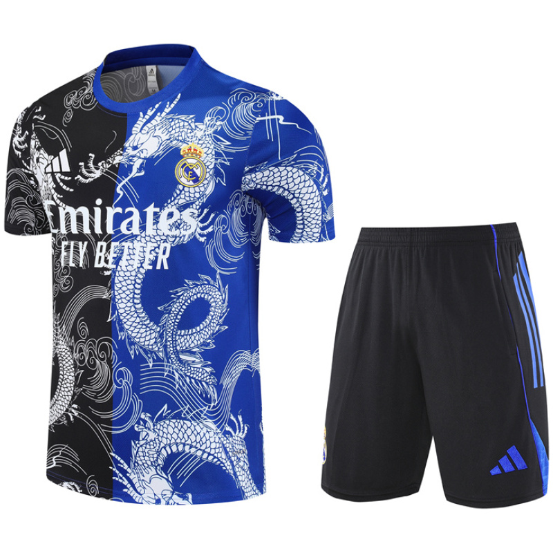 Homme Real Madrid Tenue d’entraînement short Bleu – Noir 2025/26