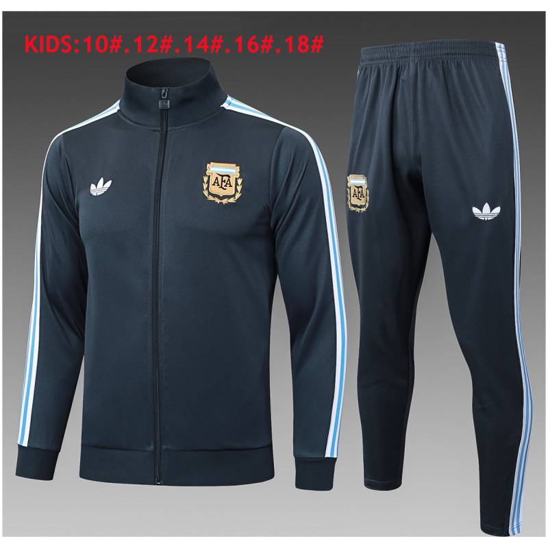 Tenue d’entraînement Veste et Pantalon Enfant Argentine Gris Foncé 2025
