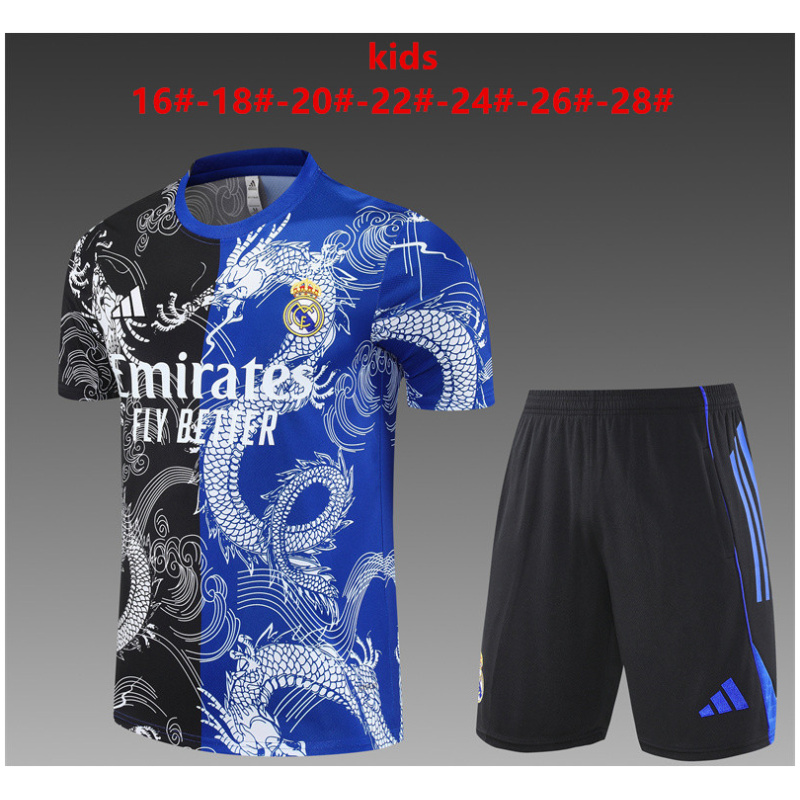 Survêtement Court Enfants Real Madrid Noir – Bleu 2025/26