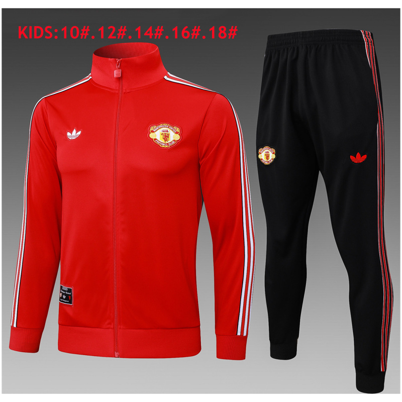 Ensemble d’Entraînement Manchester United Enfant Veste + Pantalon Rouge 2025/26