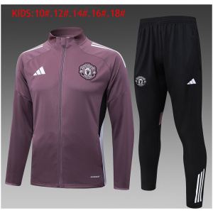 Tenue d’entraînement Junior Manchester United Veste + Pantalon Gris Violacé 2025/26