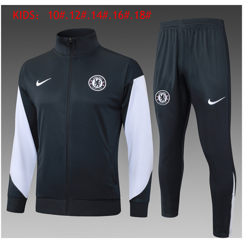 Tenue d’entraînement Veste et Pantalon Chelsea Enfants Gris Anthracite 2025/26