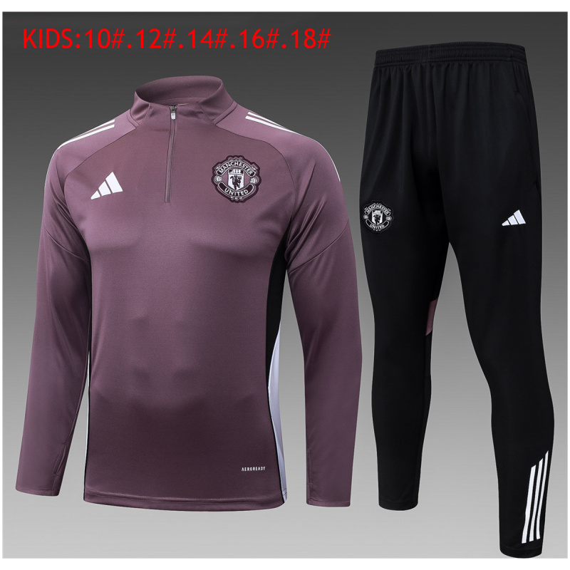 Tenue d’entraînement pour enfants Manchester United Gris Pourpre saison 2025 26 à bas prix maillots