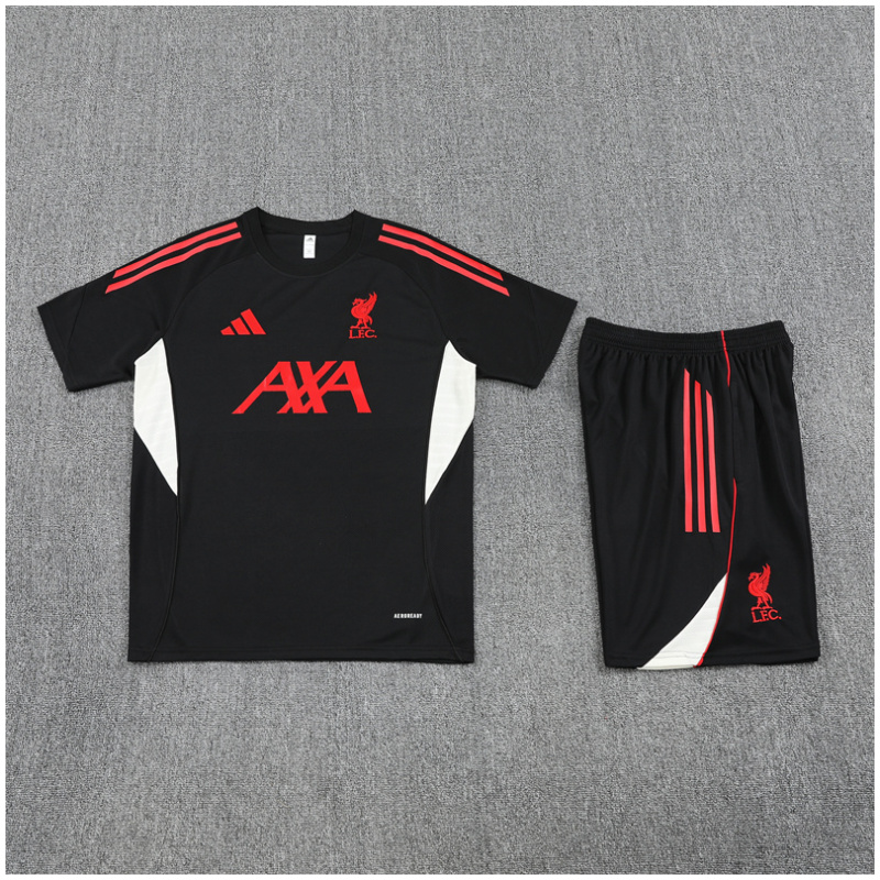 Maillot d’entraînement court pour enfants Liverpool Noir 2025 26 maillots pas chers